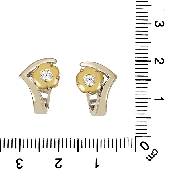 Clip-Stecker, 14K, Gelb-/Weißgold, Zirkonia