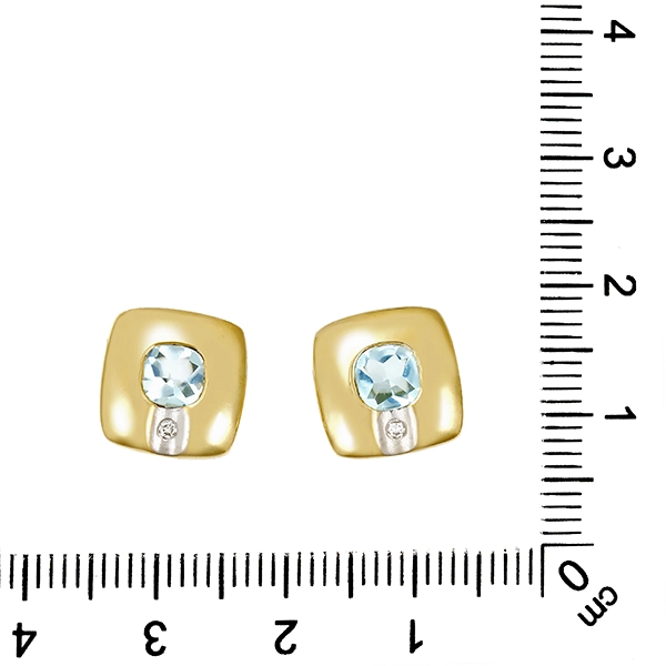 Ohrstecker, 14K, Gelbgold, Brillant, Topas blau