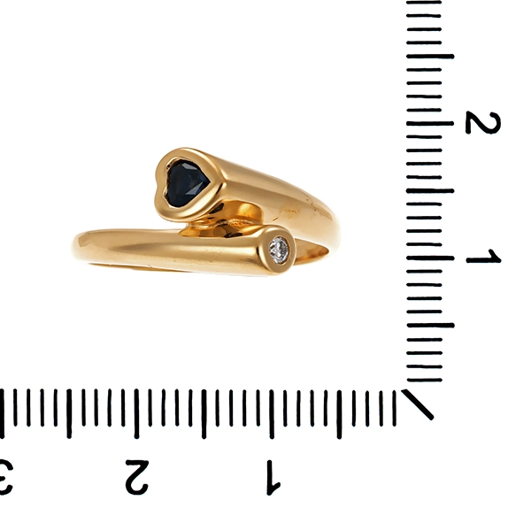 Ring, 14K, Gelbgold, Saphir, Brillant, Herz