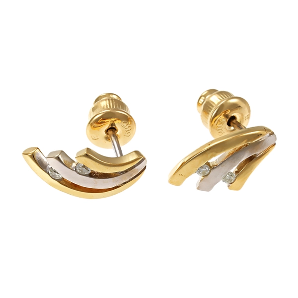 Ohrstecker, 14K, Gelb-/Weißgold, Brillanten