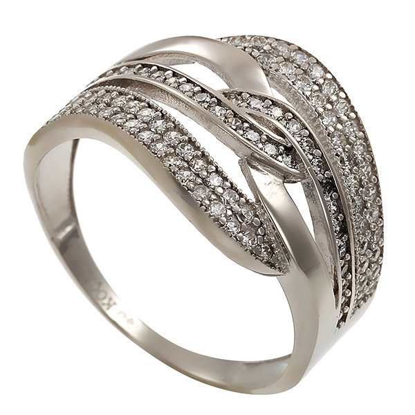 Ring, 14K, Weißgold, Zirkonia 