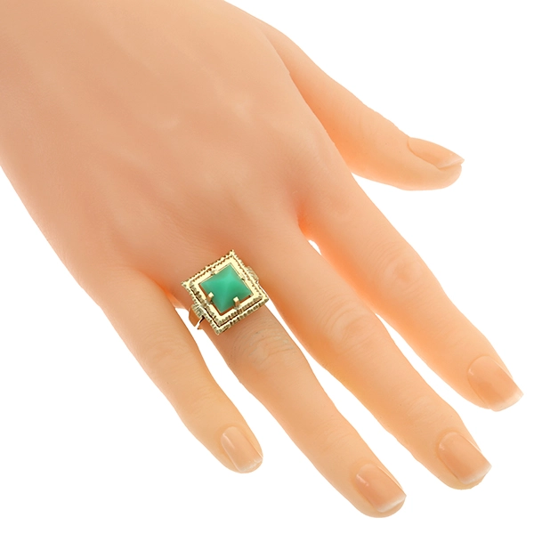 Ring, 14K, Gelbgold, Chrysopras