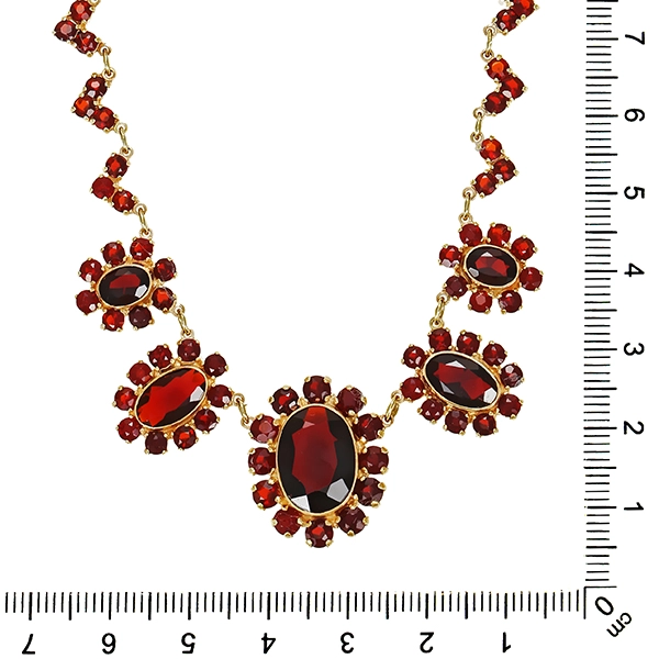 Collier, 8K, Gelbgold, Granat
