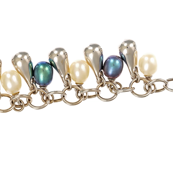 Armband, 14K, Weißgold, Perle