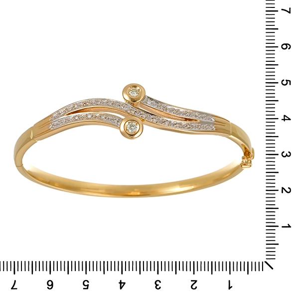 Armreif, 14K, Gelb-/Weißgold, Brillanten
