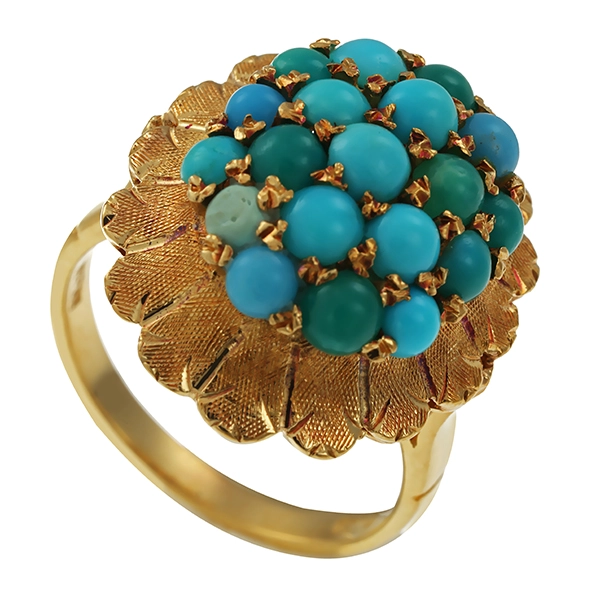 Ring, 18K, Gelbgold, Türkise