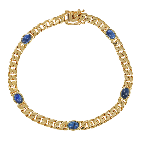 Armband, 14K, Gelbgold, Saphire, Panzer-