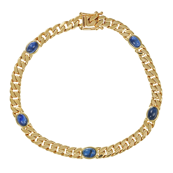 Armband, 14K, Gelbgold, Saphire, Panzer-