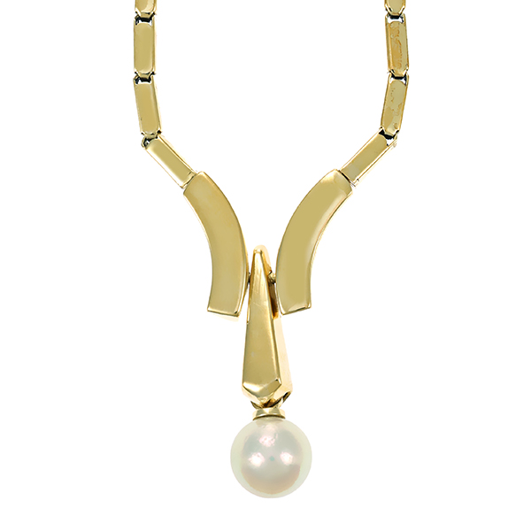 Collier, 14K, Gelbgold, Perle