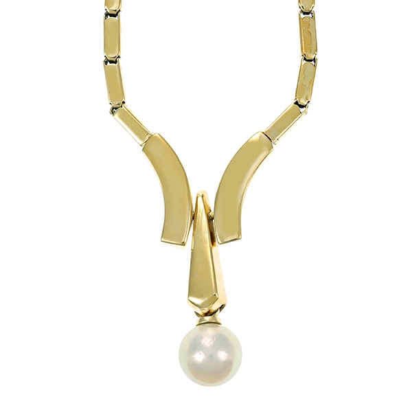 Collier, 14K, Gelbgold, Perle