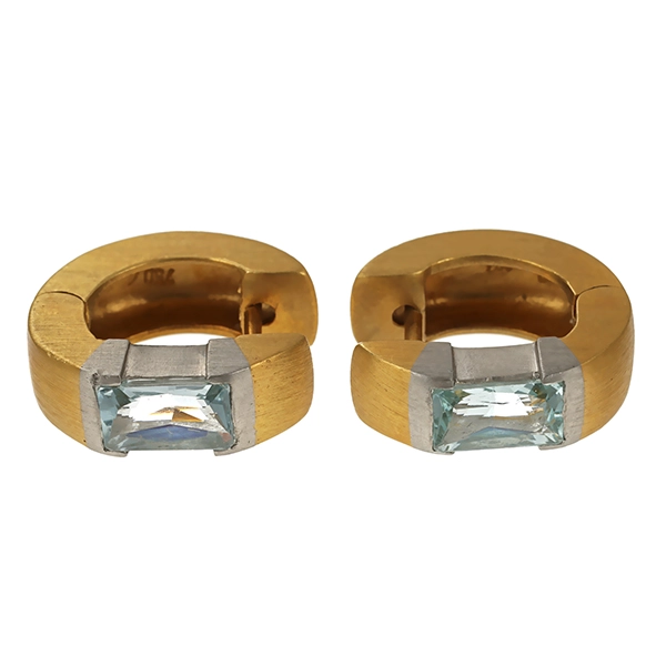 Creolen, 18K, Gelbgold, Aquamarin