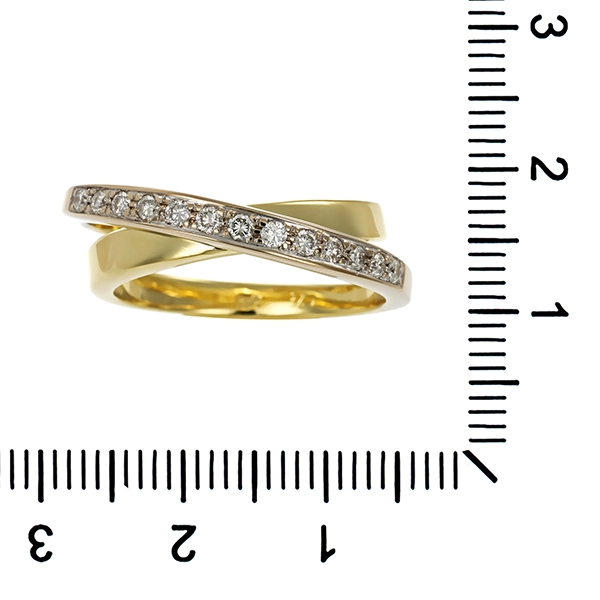 Ring, 14K, Gelb-/Weißgold, Brillanten