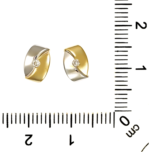 Ohrstecker, 14K, Gelb-/Weißgold, Brillanten