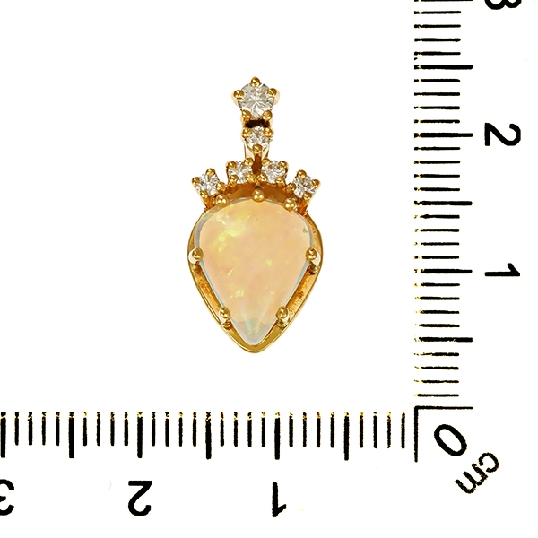 Anhänger, 18K, Gelbgold, Opal, Brillant