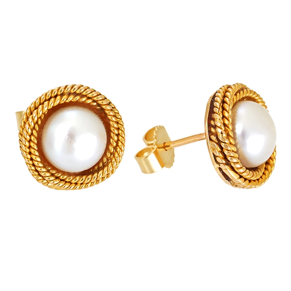 Ohrstecker, 22K, Gelbgold, Perlen