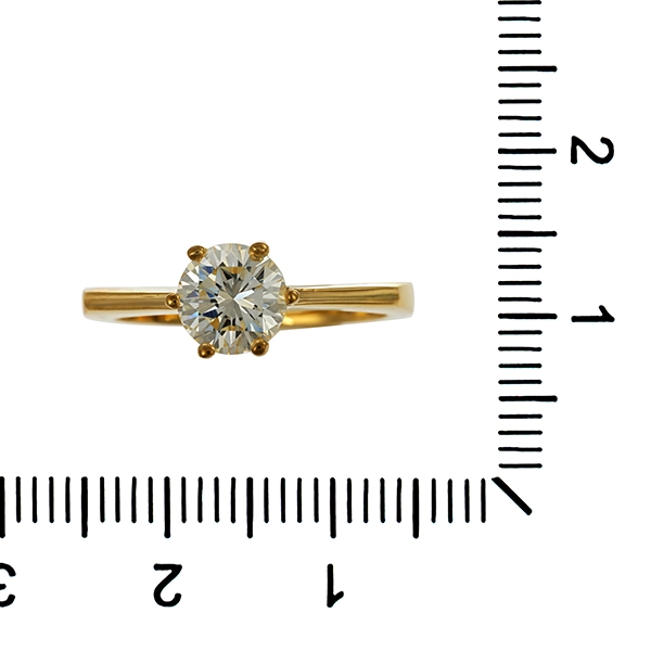 Diamantring, 18K, Gelbgold, Brillant 0,87 ct
