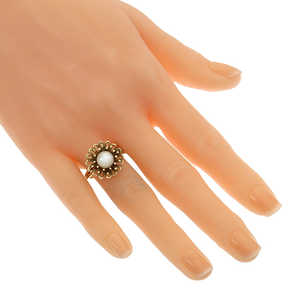 Ring, 14K, Gelbgold, Perle