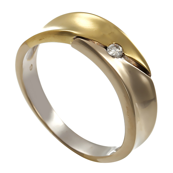 Diamantring, 14K, Gelb-/Weißgold, Brillant