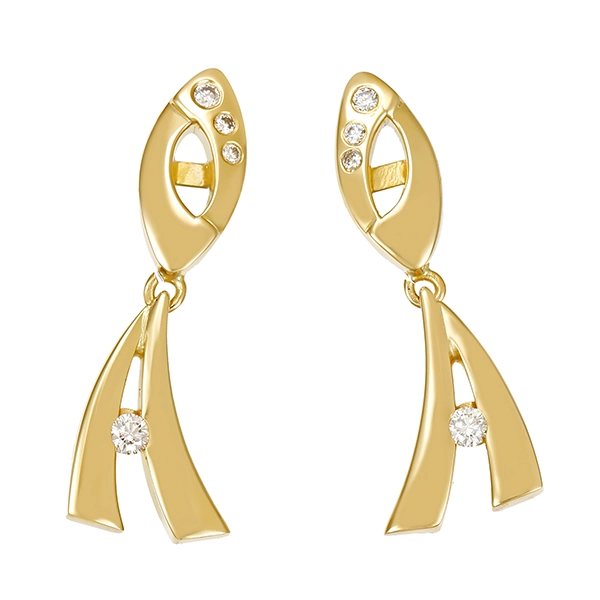 Steckhänger, 14K, Gelbgold, Brillanten