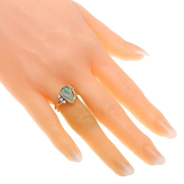 Ring, 14K, Gelbgold, Brillant, Opal