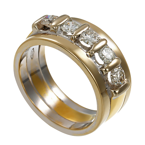 Diamantring, 18K, Gelb-/Weißgold, Brillanten 0,75 ct