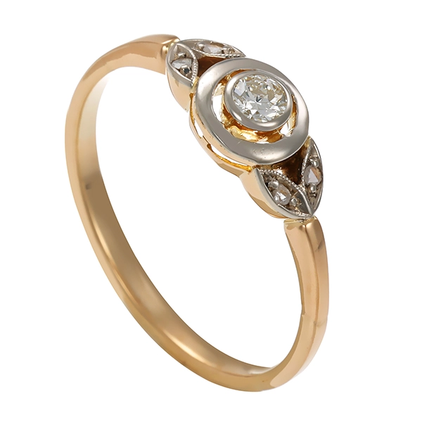 Diamantring, 14K, Gelb-/Weißgold