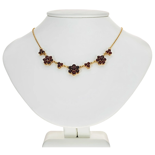 Collier, 8K, Gelbgold, Granat