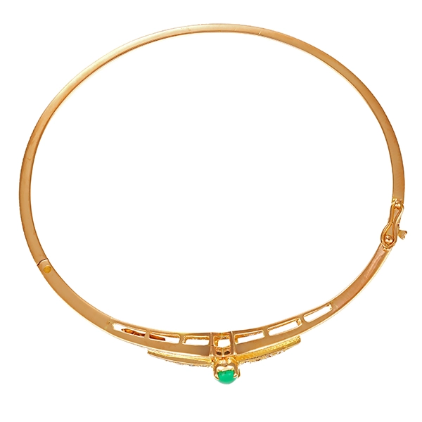 Armreif, 18K, Gelbgold, Smaragd, Brillanten