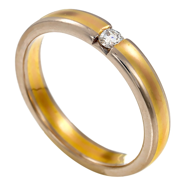 Brillantring, 18K, Gelb-/Weißgold