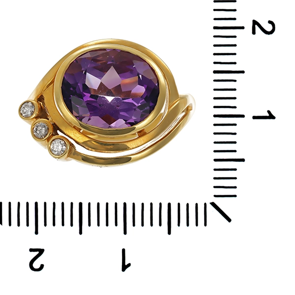 Ring, 14K, Gelbgold, Brillant, Amethyst