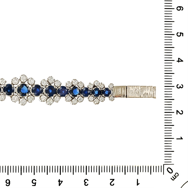 Armband, 18K, Weißgold, Brillanten, Saphire