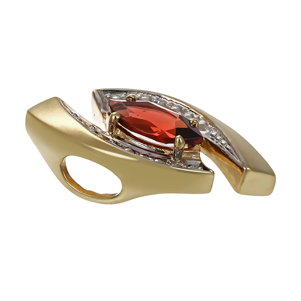 Anhänger, 8K, Gelb-/Weißgold, Granat