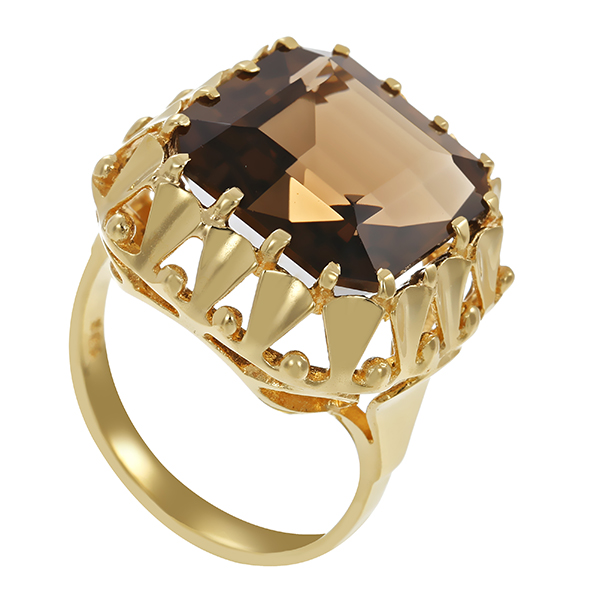 Ring, 14K, Gelbgold, Rauchquarz