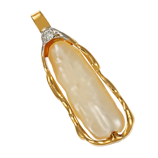 Anhänger, 14K, Gelbgold, Perle