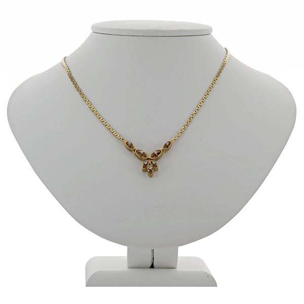 Collier, 14K, Gelbgold, Diamanten
