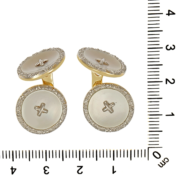 Manschettenknöpfe, 14K, Gelb-/Weißgold, Perlmutt