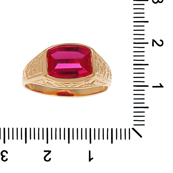 Ring, 18K, Gelbgold, synth. Korund