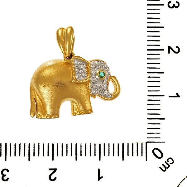 Anhänger, 18K, Gelb-/Weißgold, Brillanten, Smaragd