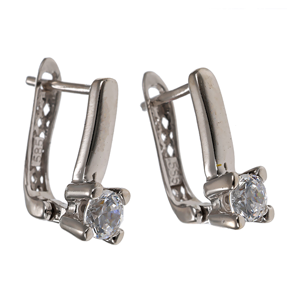 Steckhänger, 14K, Weißgold, Zirkonia