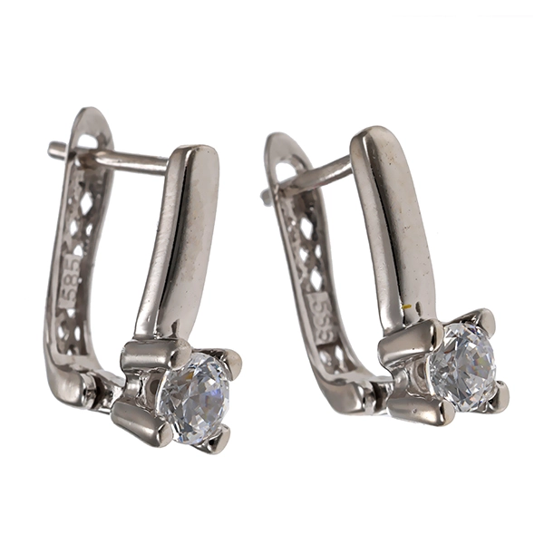 Steckhänger, 14K, Weißgold, Zirkonia