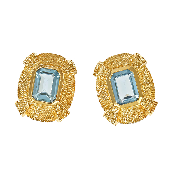 Ohrstecker, 14K, Gelbgold, synth. Spinell