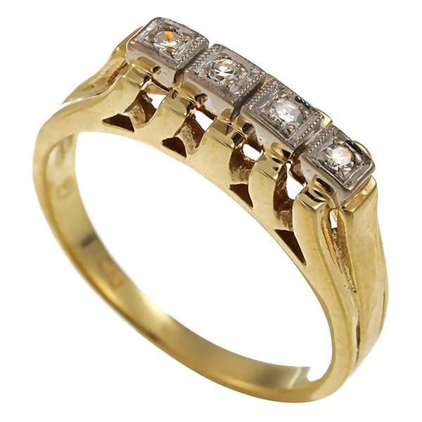 Diamantring, 14K, Gelb-/Weißgold, Diamant