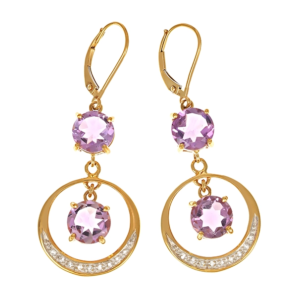 Ohrringe, 14K, Gelb-/Weißgold, Zirkonia, Amethyst