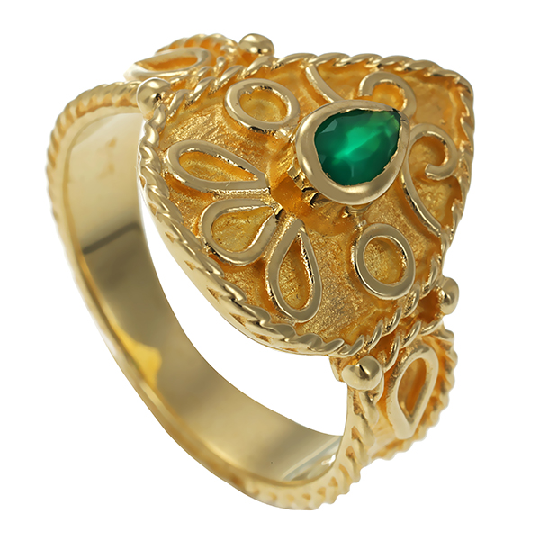 Ring, 14K, Gelbgold, Smaragd