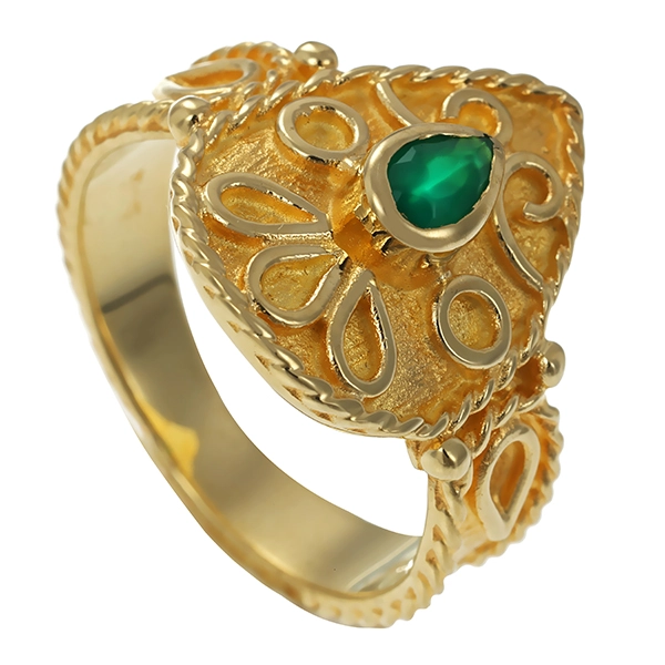 Ring, 14K, Gelbgold, Smaragd
