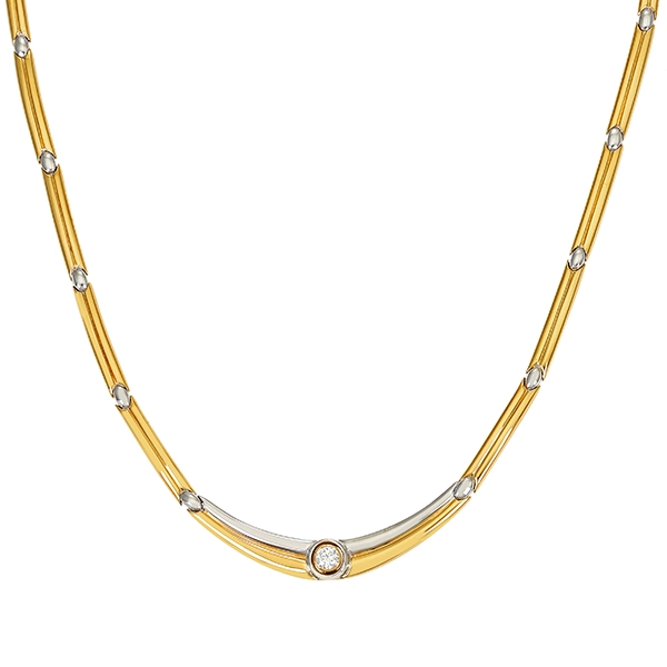 Collier, 18K, Gelb-/Weißgold, Brillant 0,17 ct