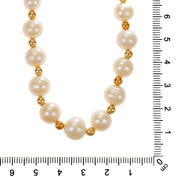Perlenkette, 14K, Gelbgold, Perlen