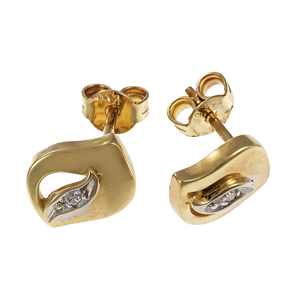 Ohrstecker, 8K, Gelb-/Weißgold, Diamant