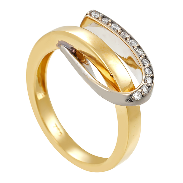 Diamantring, 18K, Gelb-/Weißgold, Brillanten 0,11 ct