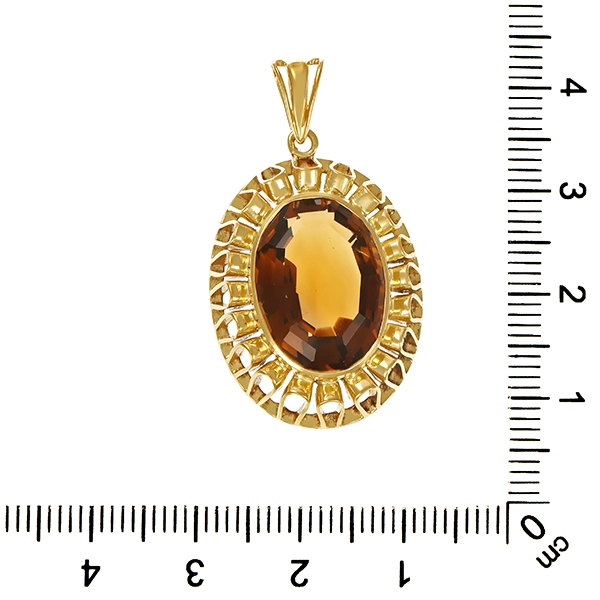 Anhänger, 14K, Gelbgold, Rauchquarz